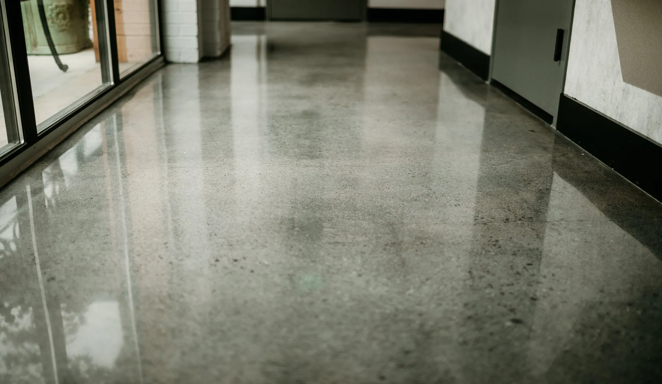 Polished concrete hallway floor Broward County