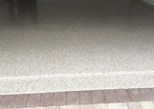 Light tan flake garage floor