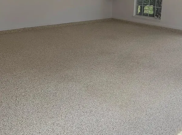 Tan flake epoxy garage floor