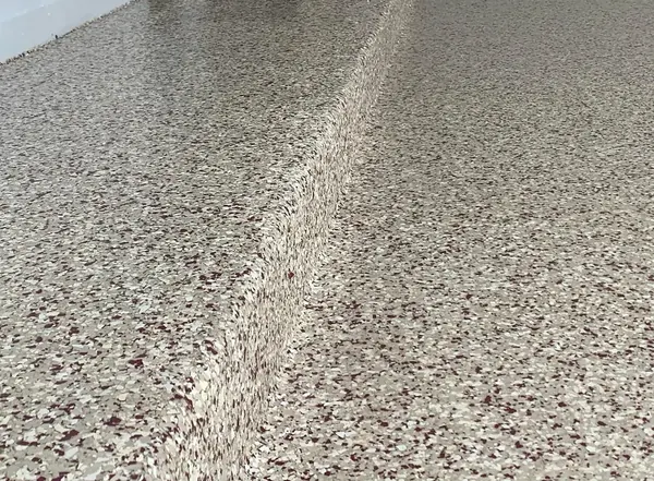Tan flake coated garage step